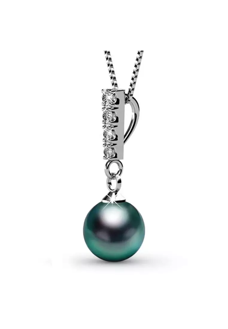 Lustrous Pendant Necklace Embellished with SWAROVSKI® Crystal Iridescent Tahitian Look Pearls
