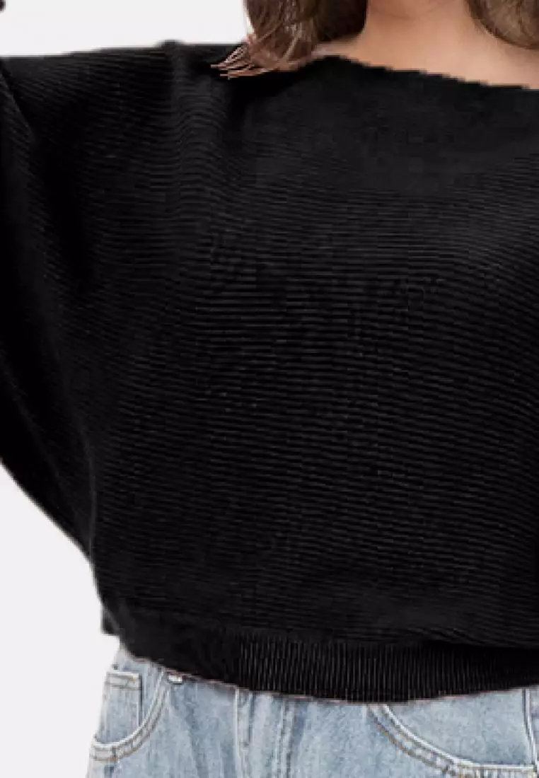 Batwing Sabrina Blouse in Black