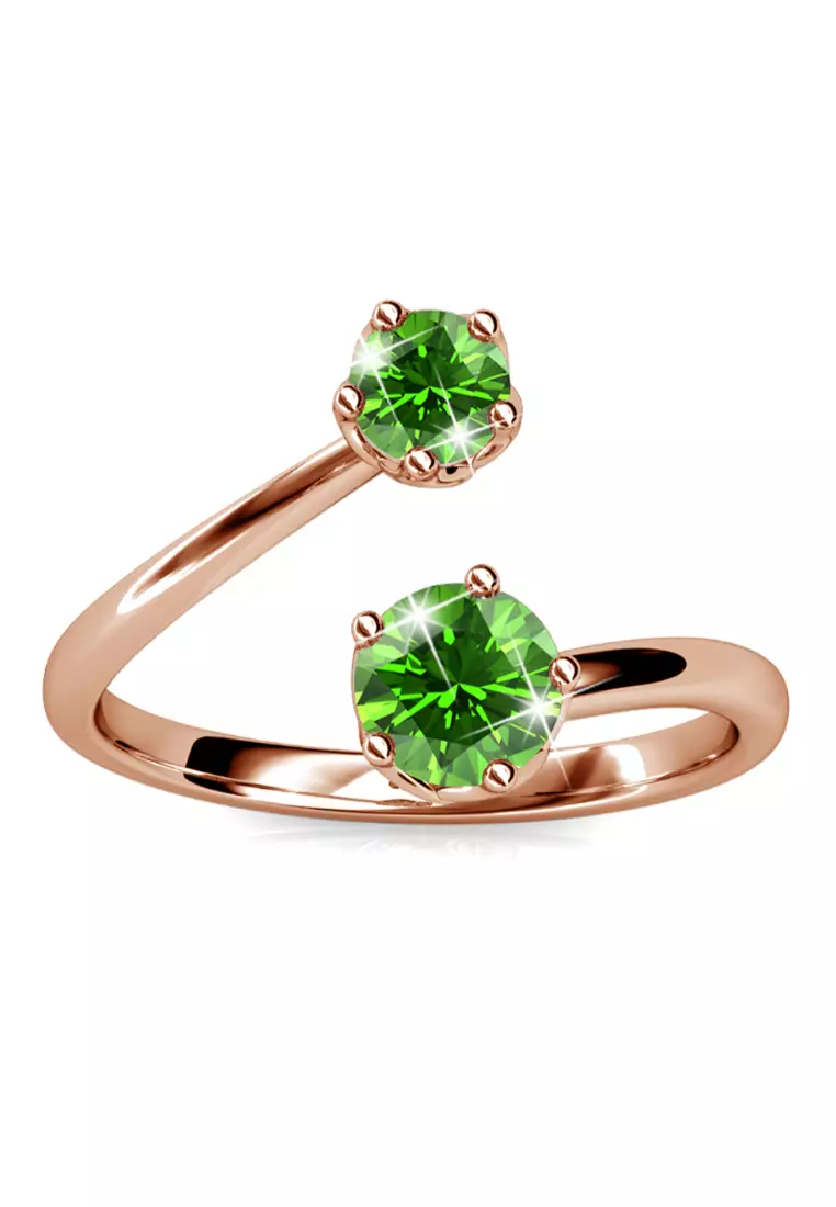 Split Green Personality Ring Embellished with SWAROVSKI® crystals