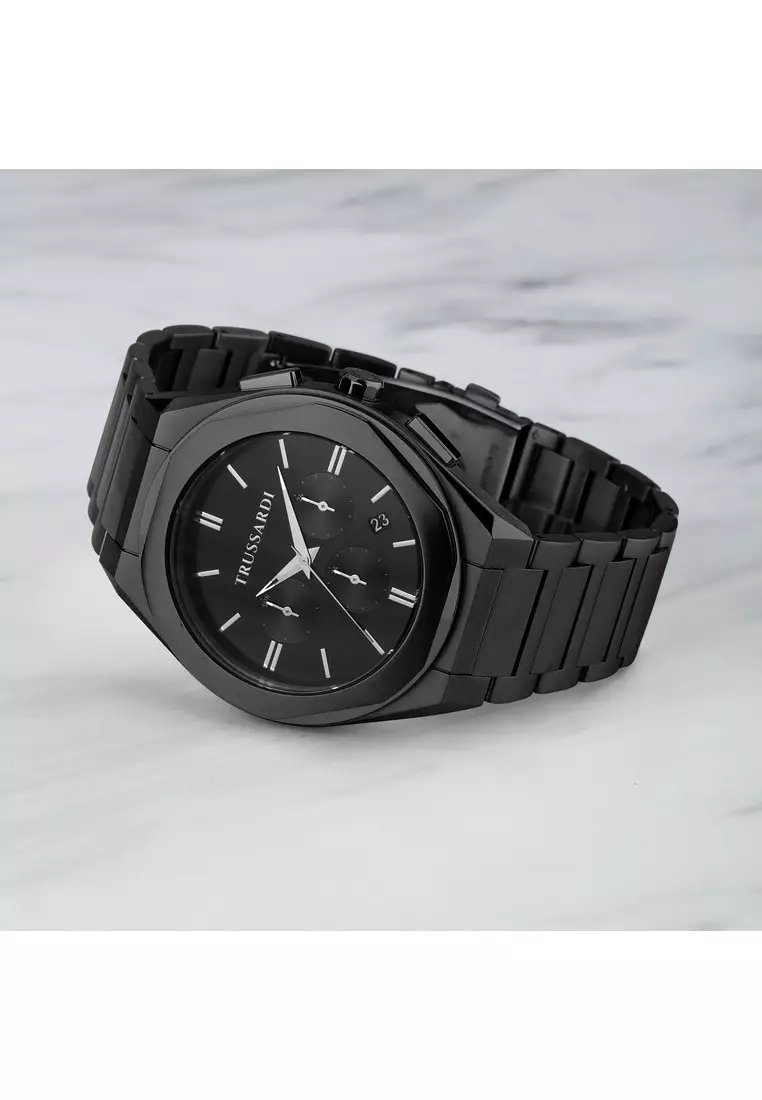 【2 Years Warranty】Trussardi Brink 44mm Men's Quartz Watch Luminous Hands R2453156002 Japan Movement