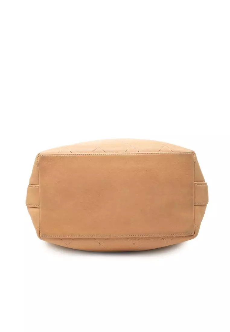 Pre-Loved Chanel Large Cc Quilted Calfskin On My Shoulder Drawstring Bucket Bag