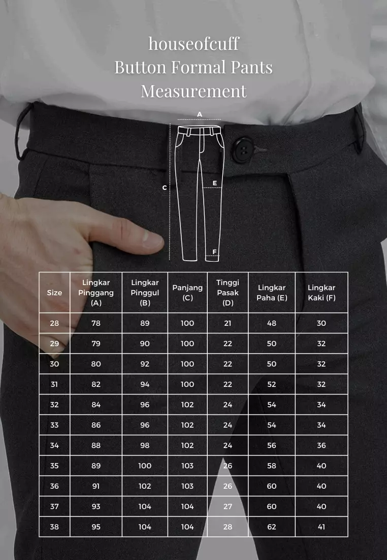 Celana panjang pria slim fit kerja formal button celana bahan stretch abu tua