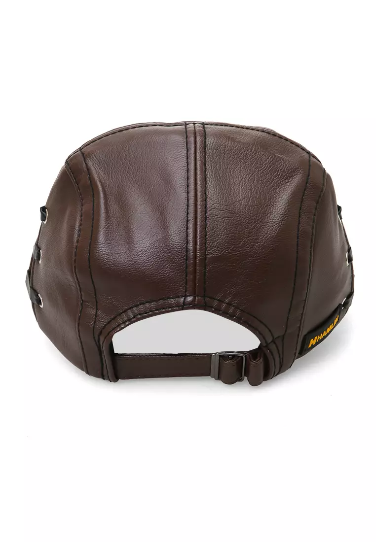 Kai Aksesoris Fashion Pria Wanita Casual Hat Preferred Style Material Leather ORIGINAL - Light Coffee