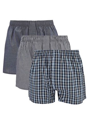 OVS blue Three-Pack Canvas Boxers 5252BUS2898FC6GS_1