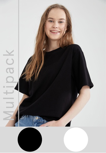 DeFacto black 2-pack Short Sleeve T-Shirt B41A5AA4FE1FEEGS_1