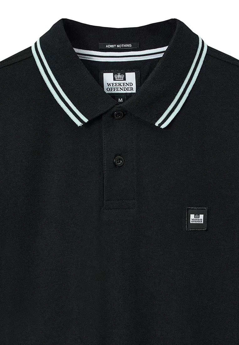 MENS BLACK/SEASPRAY LEVANTO POLO WITH CONTRAST TIPPING