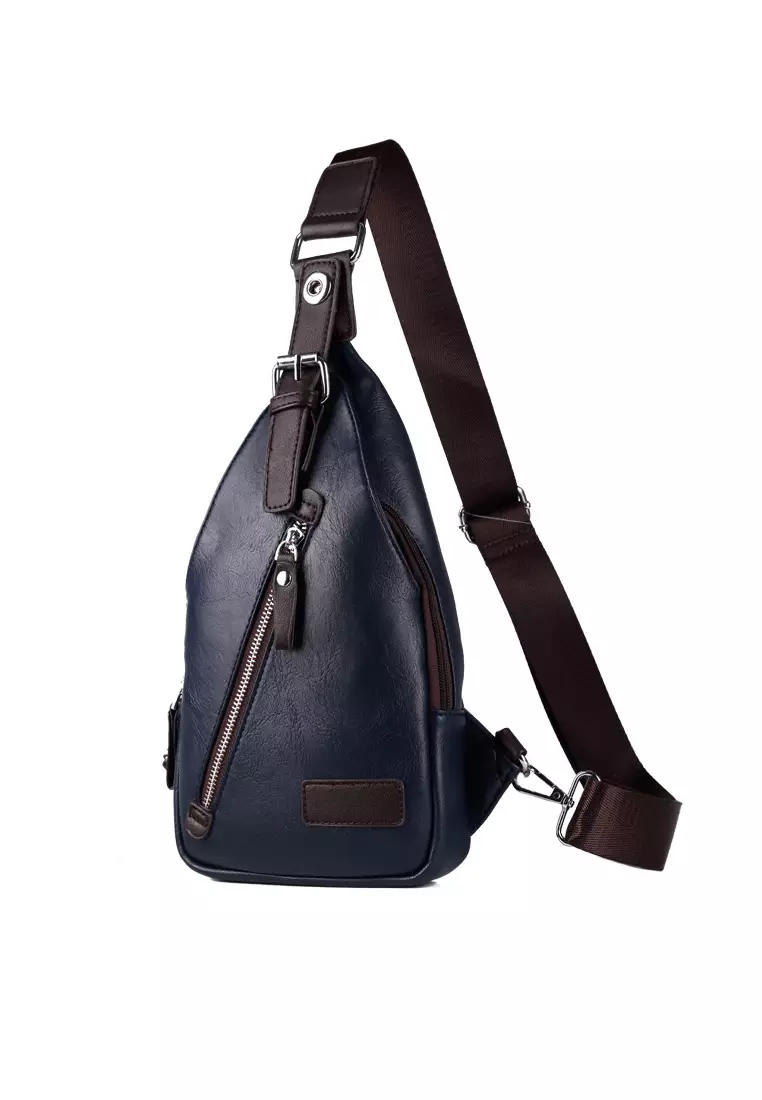 Buy Lara Men s Plain Zipper Crossbody Chest Bag Blue 2024 Online