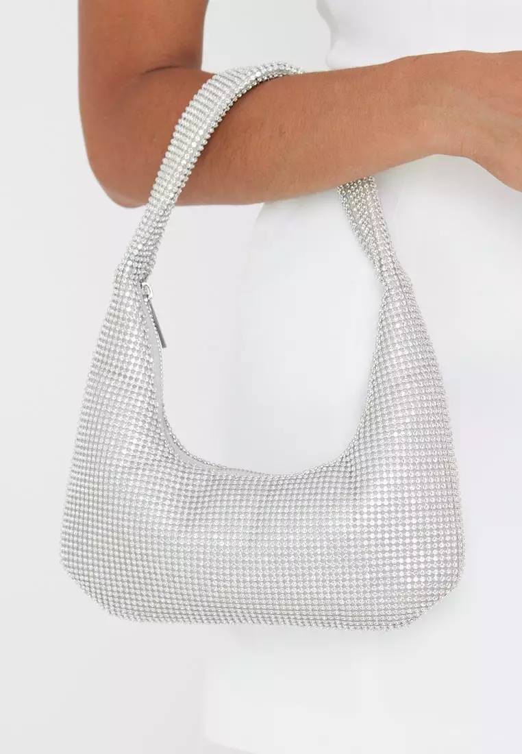 Mini Diamante Bag - Silver