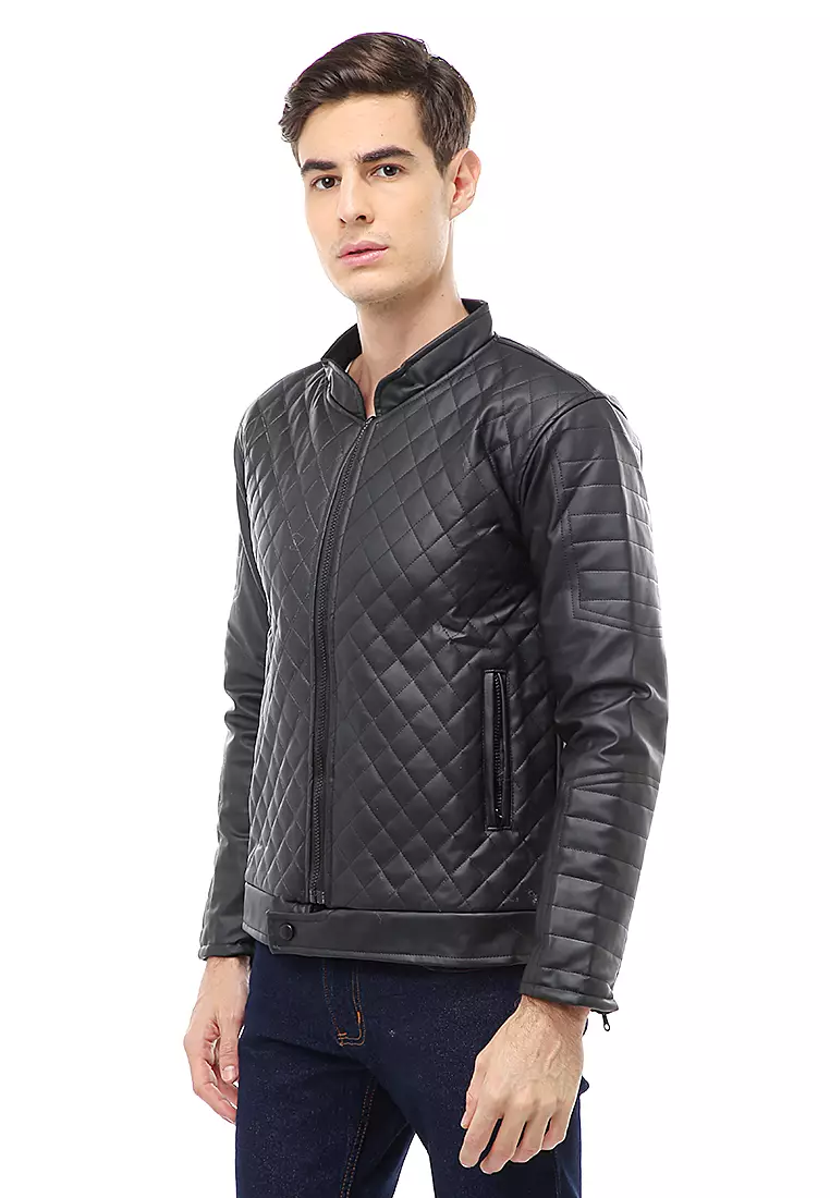 Halbert Outerwear Jaket Kulit Pria Waterproof & Windproof Material Leather ORIGINAL - Black