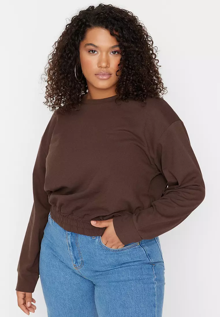 Plus size top crop sweatshirt