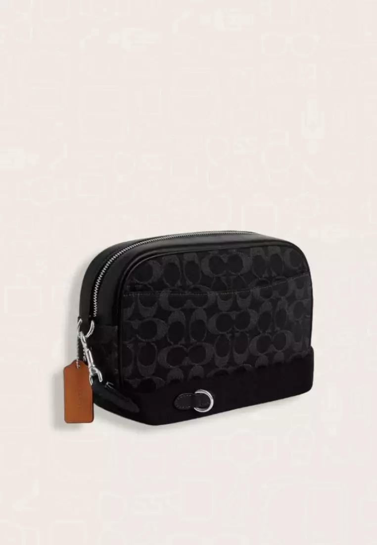 Coach Jamie Camera Bag In Signature Denim Silver Black