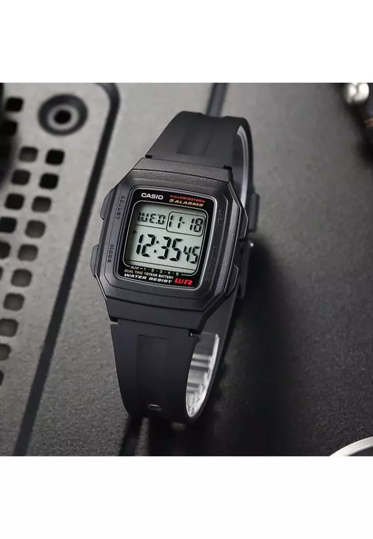 Men's Digital Watch F-201WA-1A Black Resin Band Sport Watch