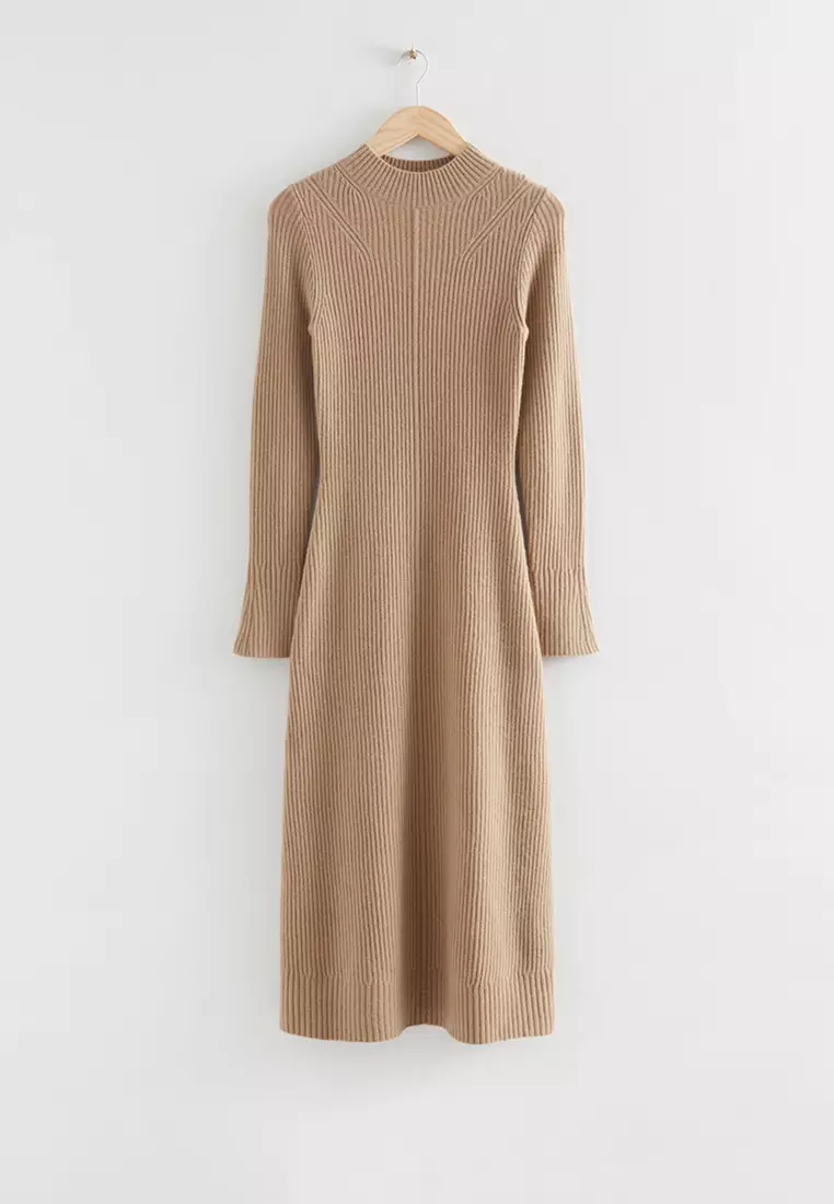 Fitted A-Line Wool Knit Dress