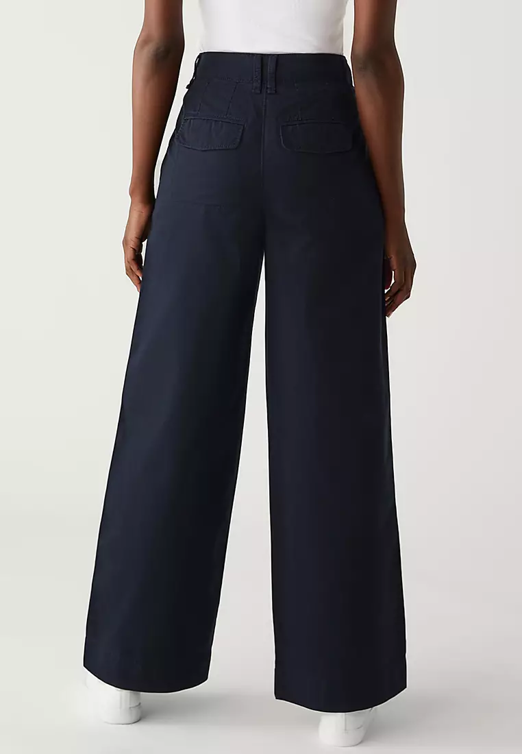 Pure Cotton Slouchy Wide Leg Chinos