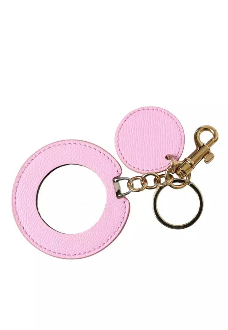 Dolce & Gabbana Silver Brown Raffia Leather Clasp Finder Chain Keyring main image 0