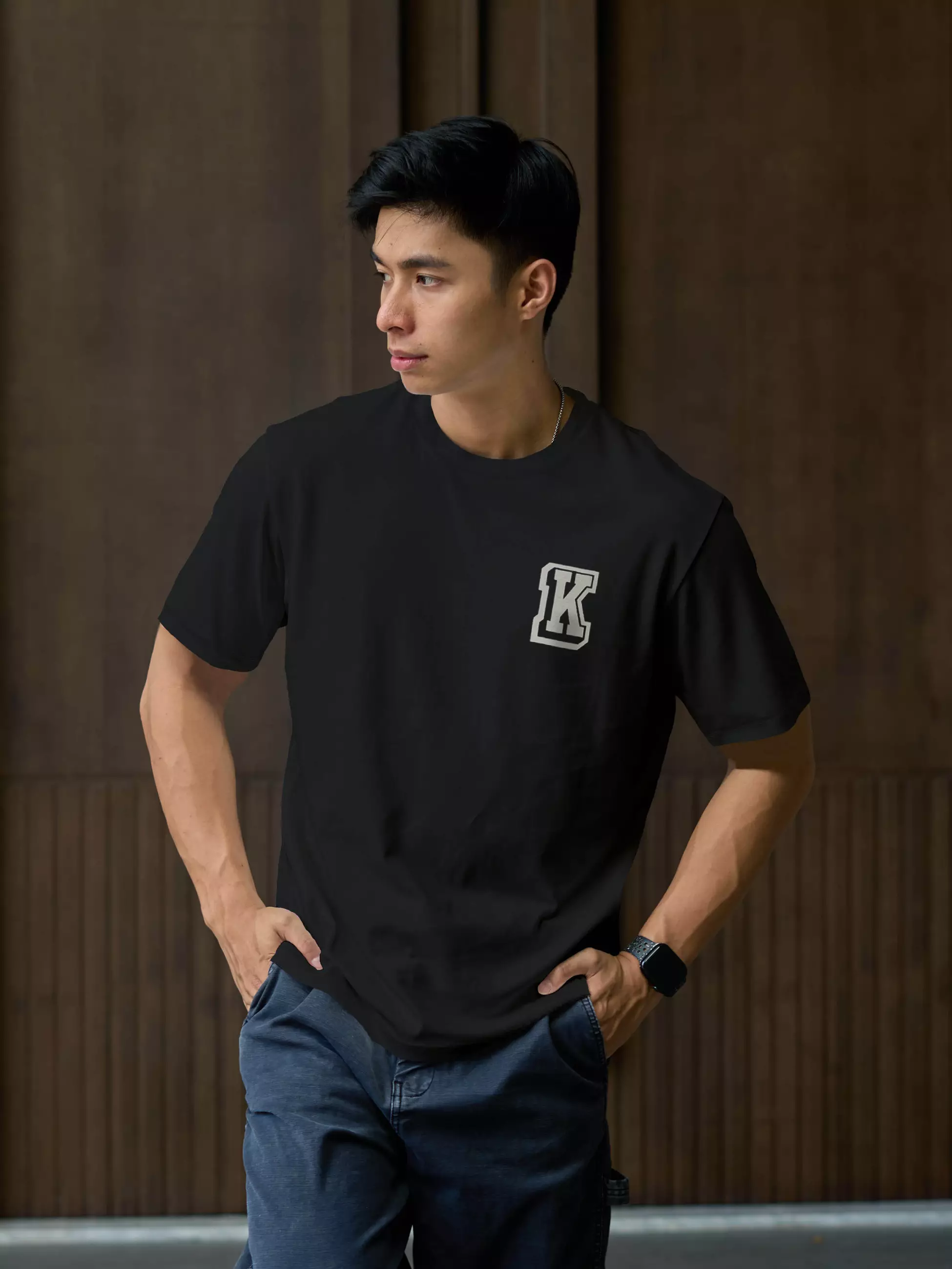 Kale Moji Black "K" / atasan kaos pria / baju kaos pria / kaos basic pria / kaos boxy fit / kaos korea