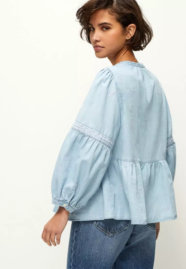 Buy NEXT Embroidered Tie Neck Blouse 2024 Online | ZALORA