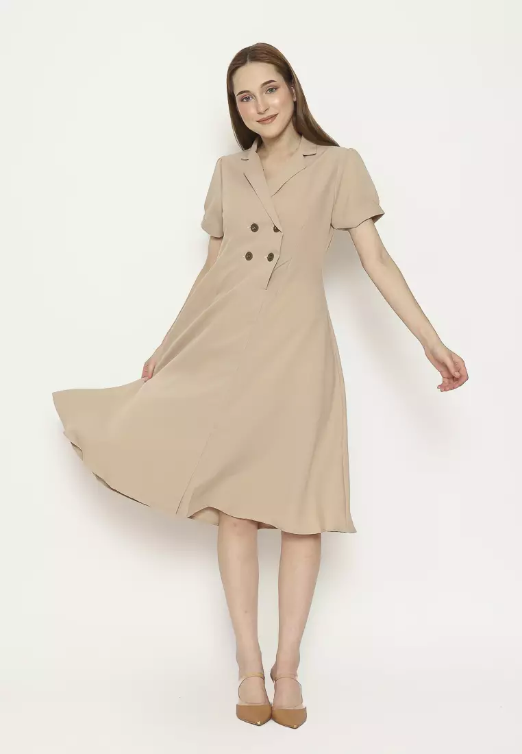 Urban Exchange Verita Khaki Dress - Midi Dress Gaun Wanita