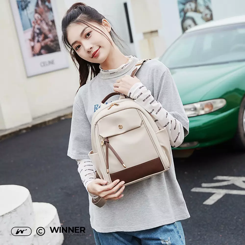 WINNER Tas Ransel Kecil Nylon Anti-Air Backpack Korean Style (T14-015-6139) - Khaki