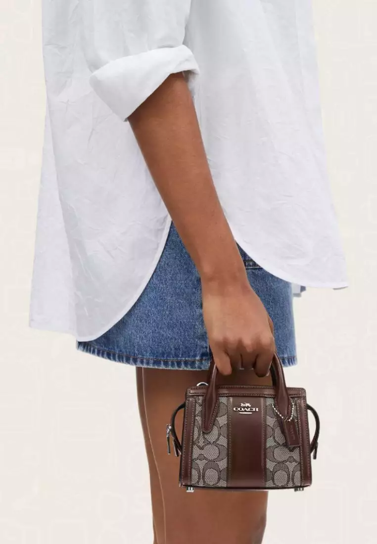 Coach Andrea Mini Carryall In Signature Jacquard Oak Maple