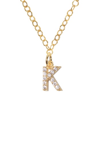 PSYNDROME gold Personalised Initial Letter Alphabet Cubic Zirconia Necklace - K D4E29ACACA6C89GS_1