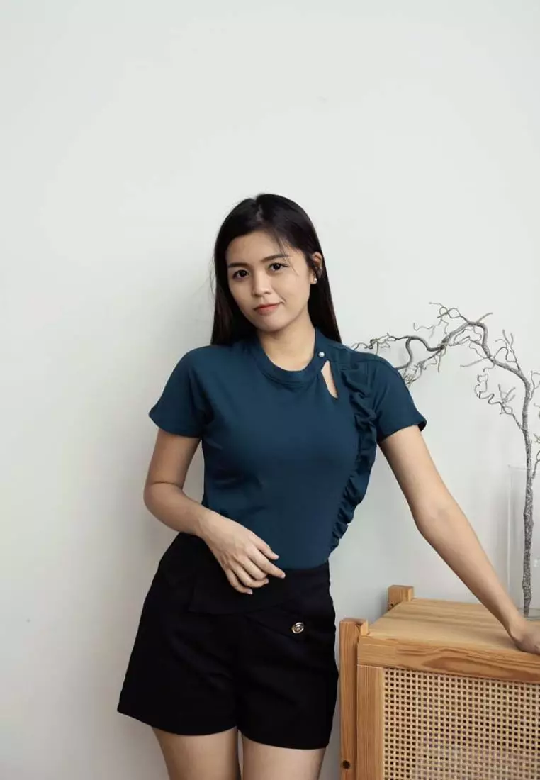 COTTON BLOUSE WITH RUFFLES DETAILS