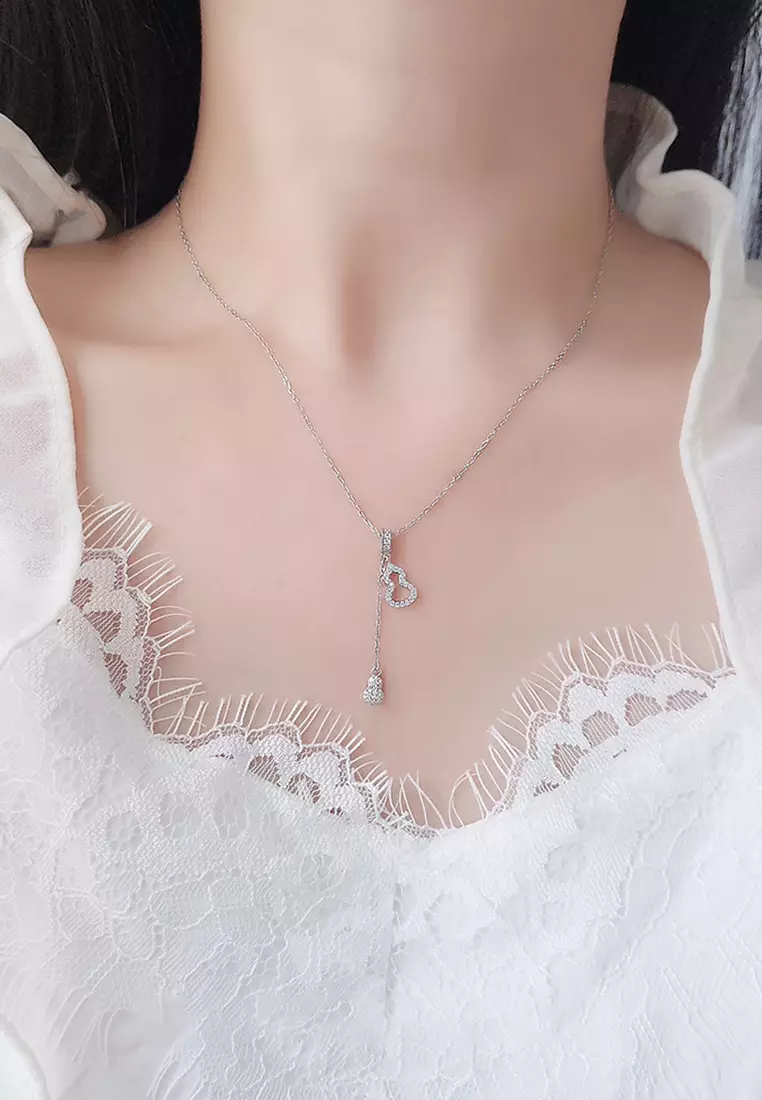 Kalung Wanita Original N042 Gourd Design Titanium Anti Luntur Perhiasan Cewek Korea Fashion Silver