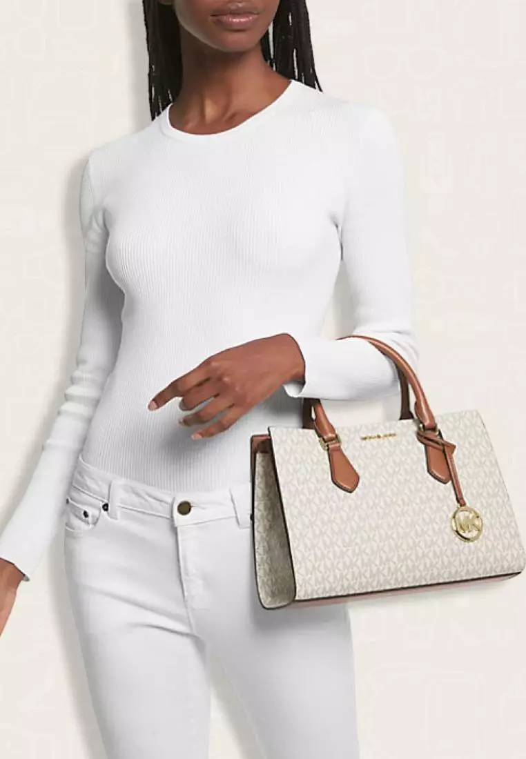 Michael Kors Sheila Medium Logo Satchel Vanilla