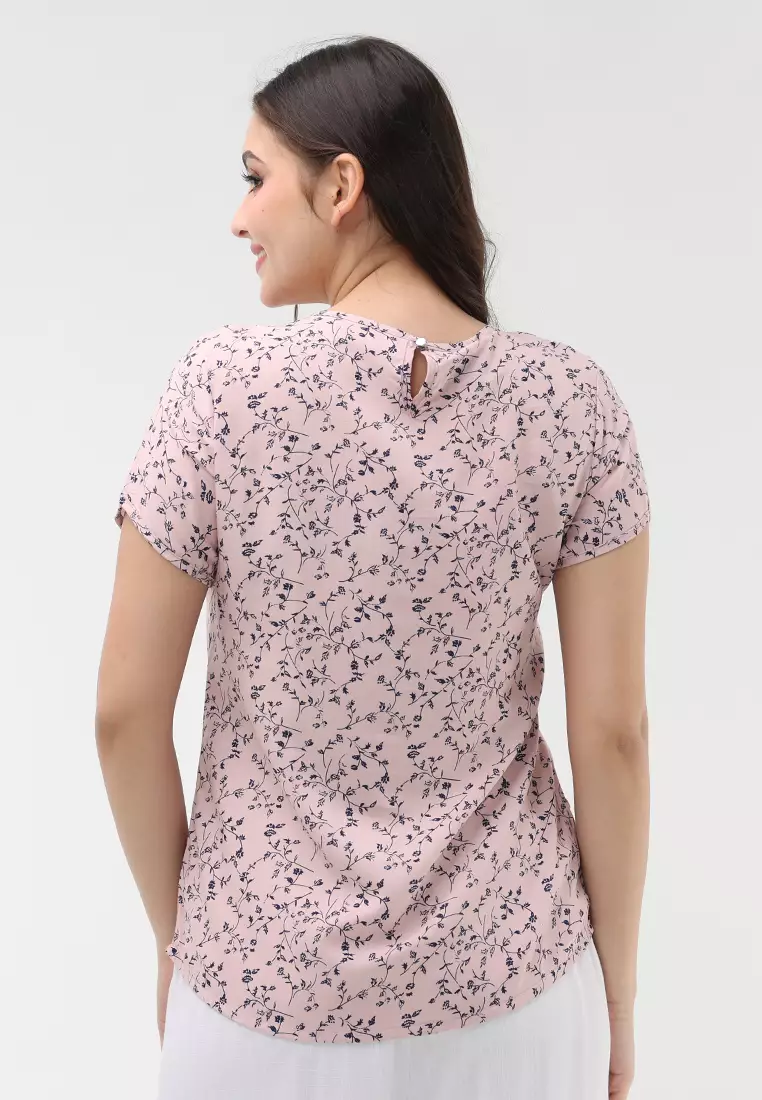 Woven Printed Rayon Short Sleeves Blouse