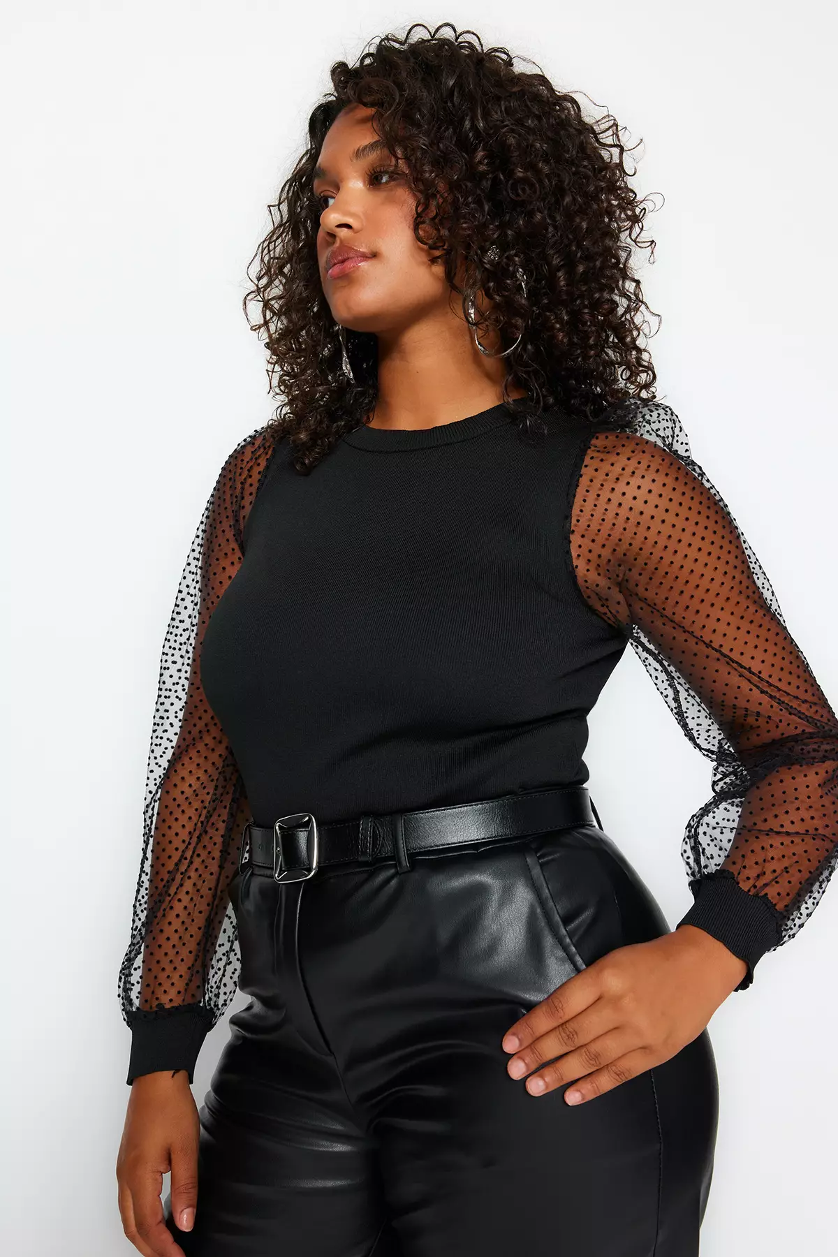 Black top mesh sweater