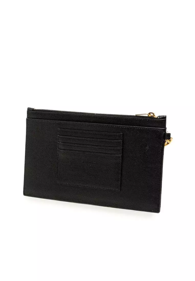 Pre-Loved Saint Laurent Large Grain De Poudre Matelasse Cassandre Zip Pouch