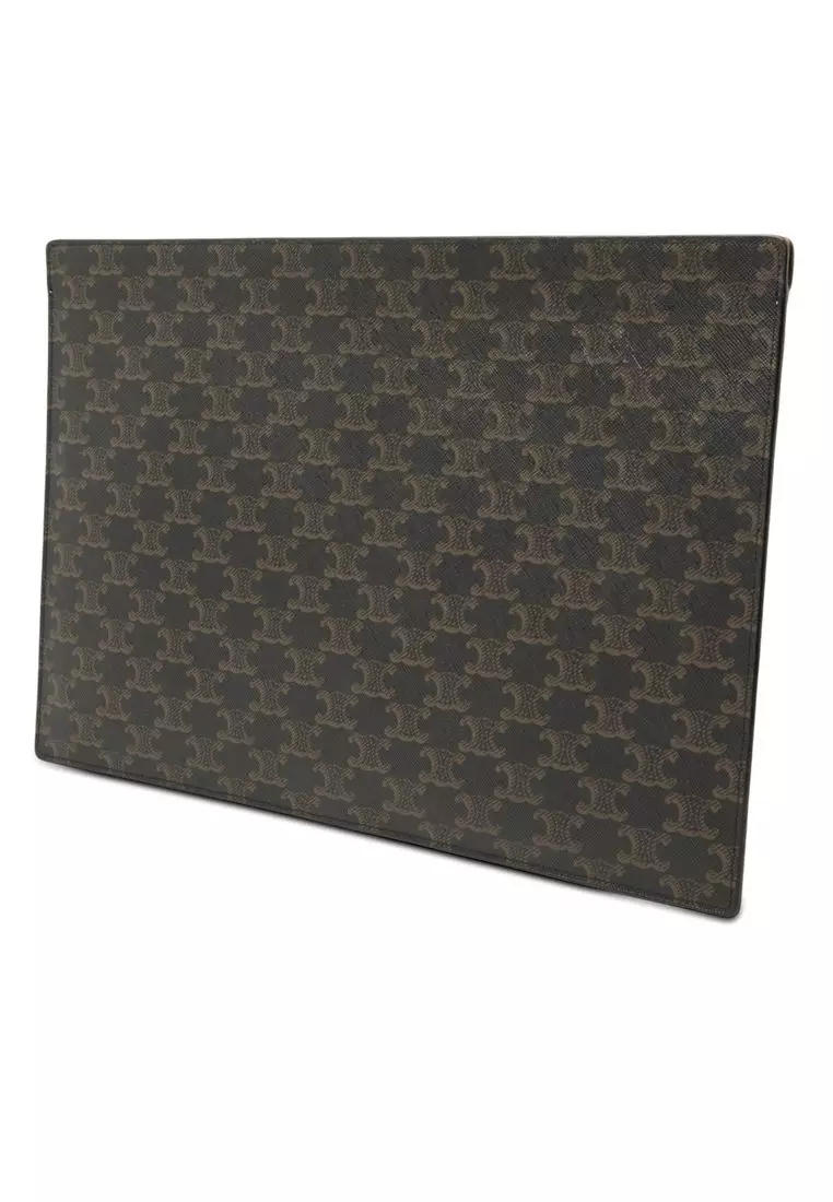 Pre-Loved Celine Triomphe Coated Canvas Clutch
