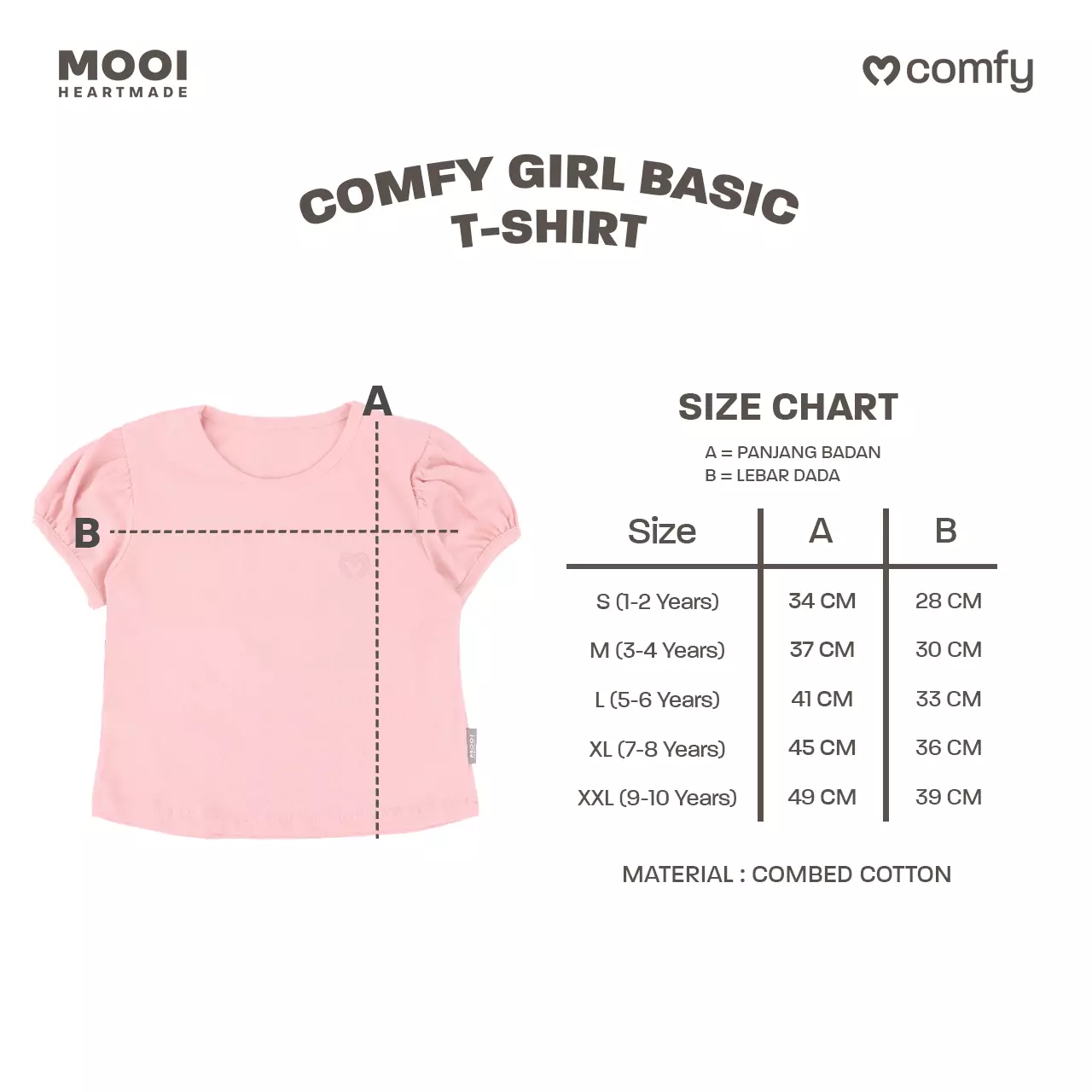 Mooi Kaos Anak Perempuan Comfy Girls Basic T-shirt - Pink Blossom