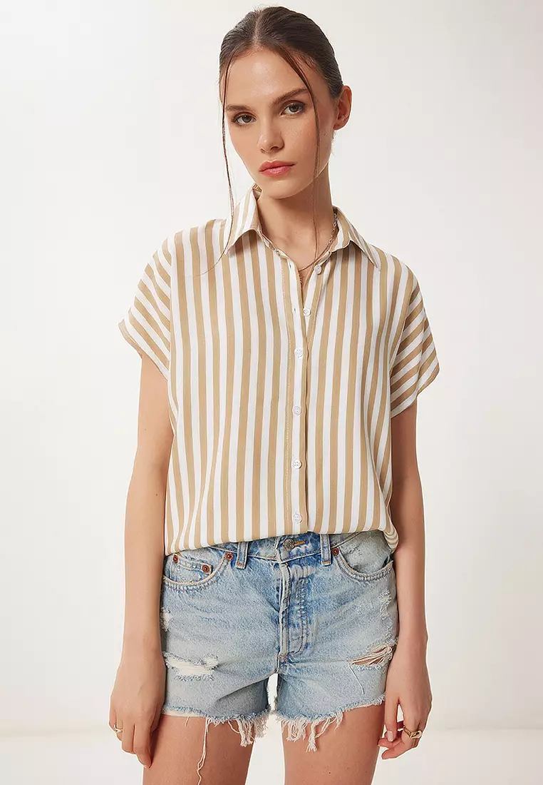 Striped Short Sleeve Viscose Shirt