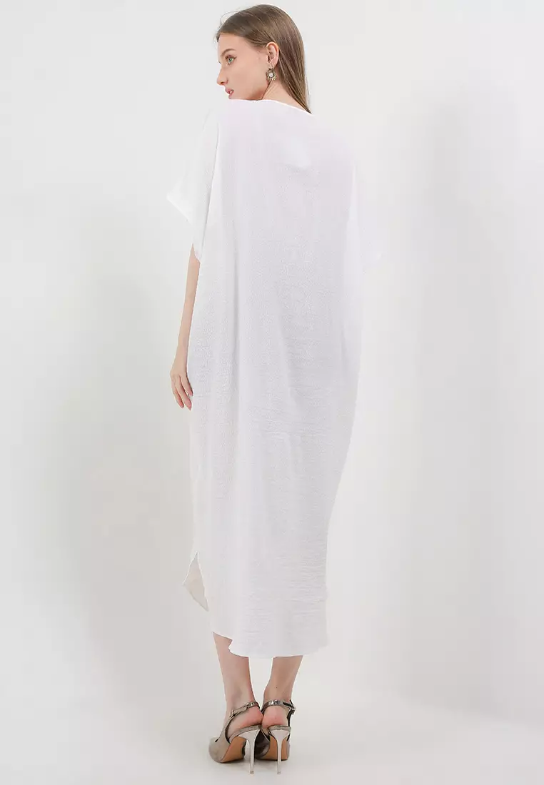 Texture Ruched Kaftan With Pin