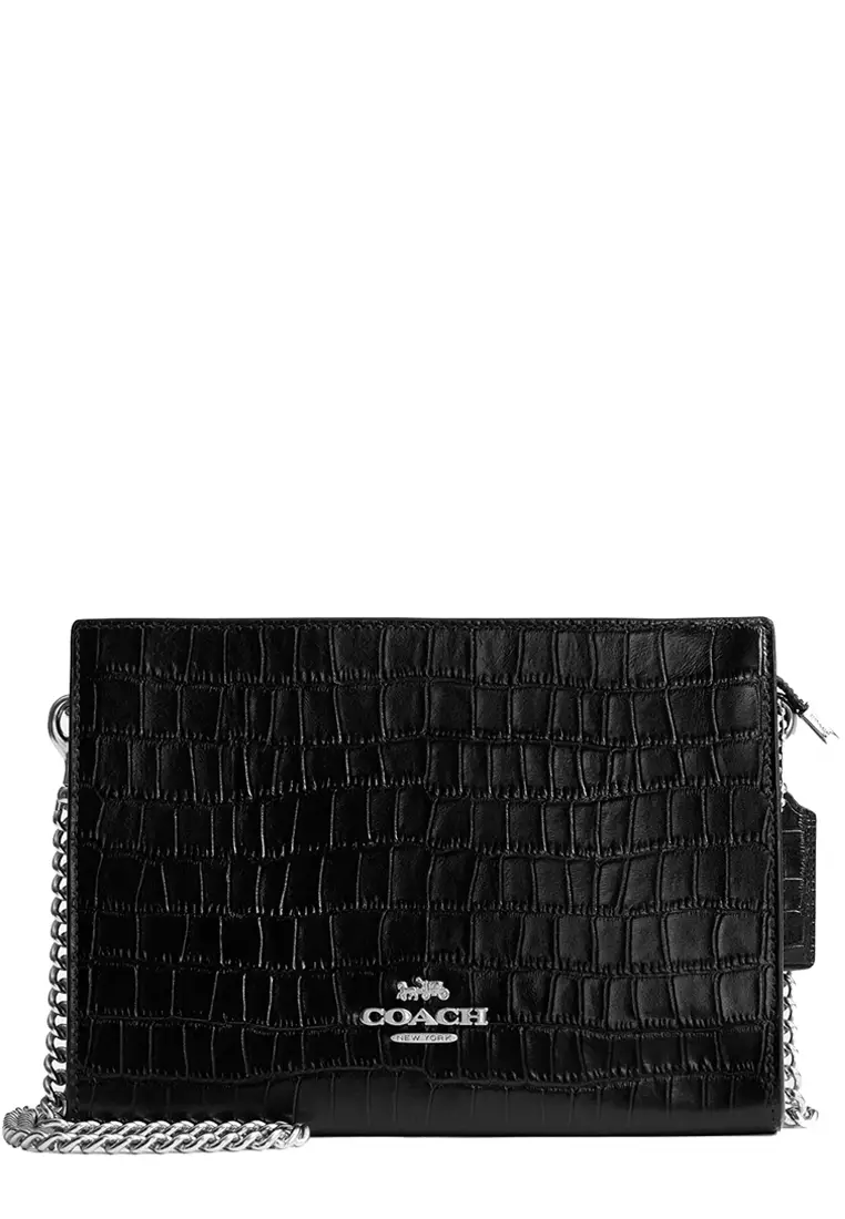 Buy Coach Slim Croc-Embossed Leather Crossbody Bag in Black