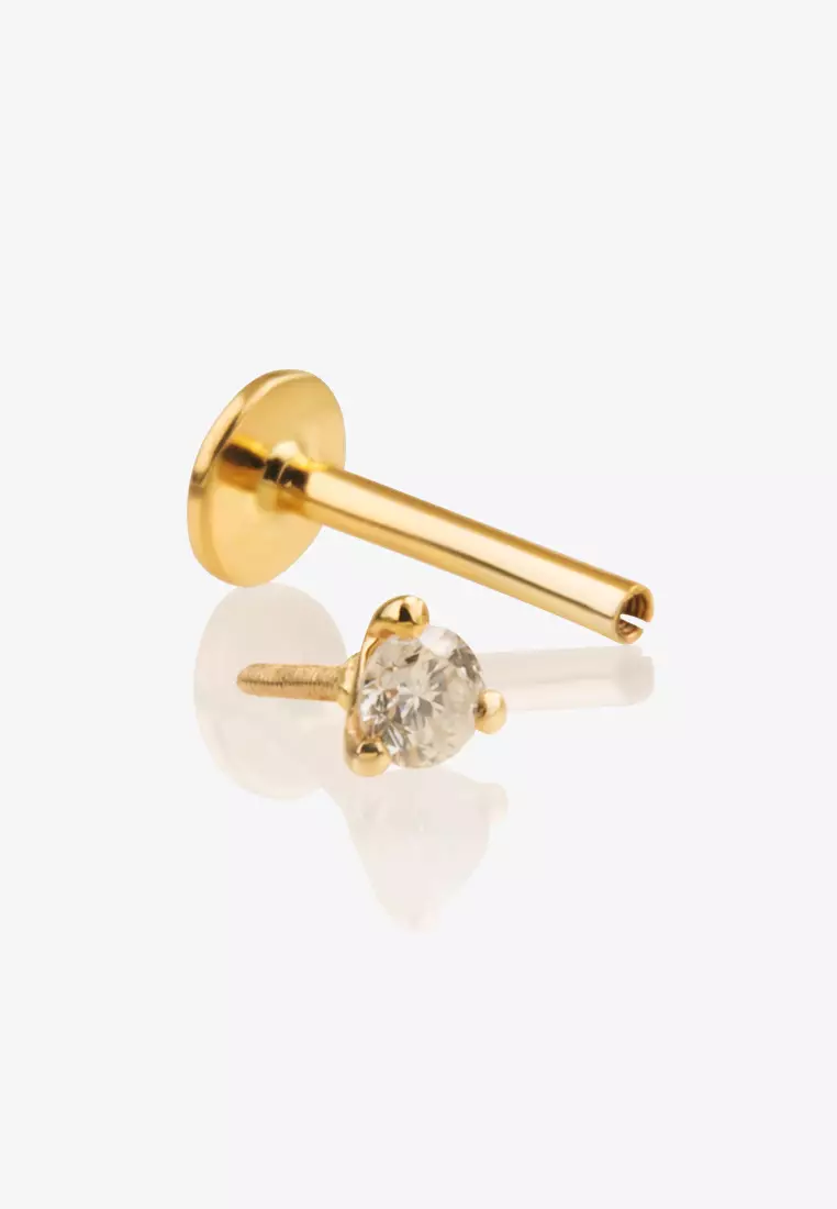 Single Diamond Mini Stud Flatback 14k Gold