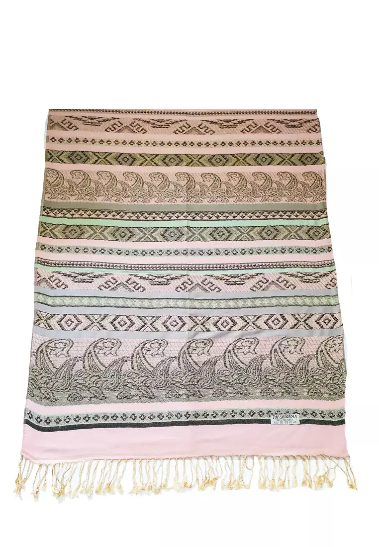 Woven Vintage Paisley Pashmina Rose Pink