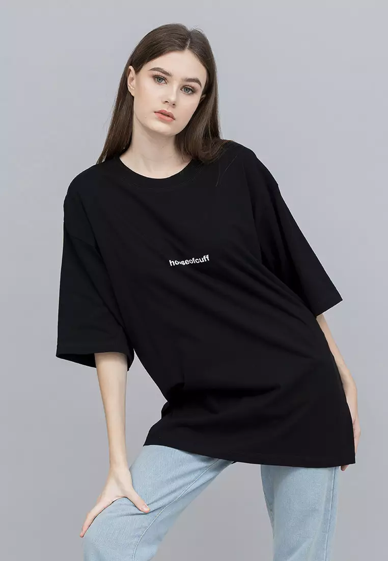 Houseofcuff Kaos Oversized Tshirt Wanita Unisex Tebal Hitam California