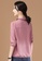 A-IN GIRLS pink Simple Lapel Long Sleeve Blouse F2996AAC7A661FGS_3