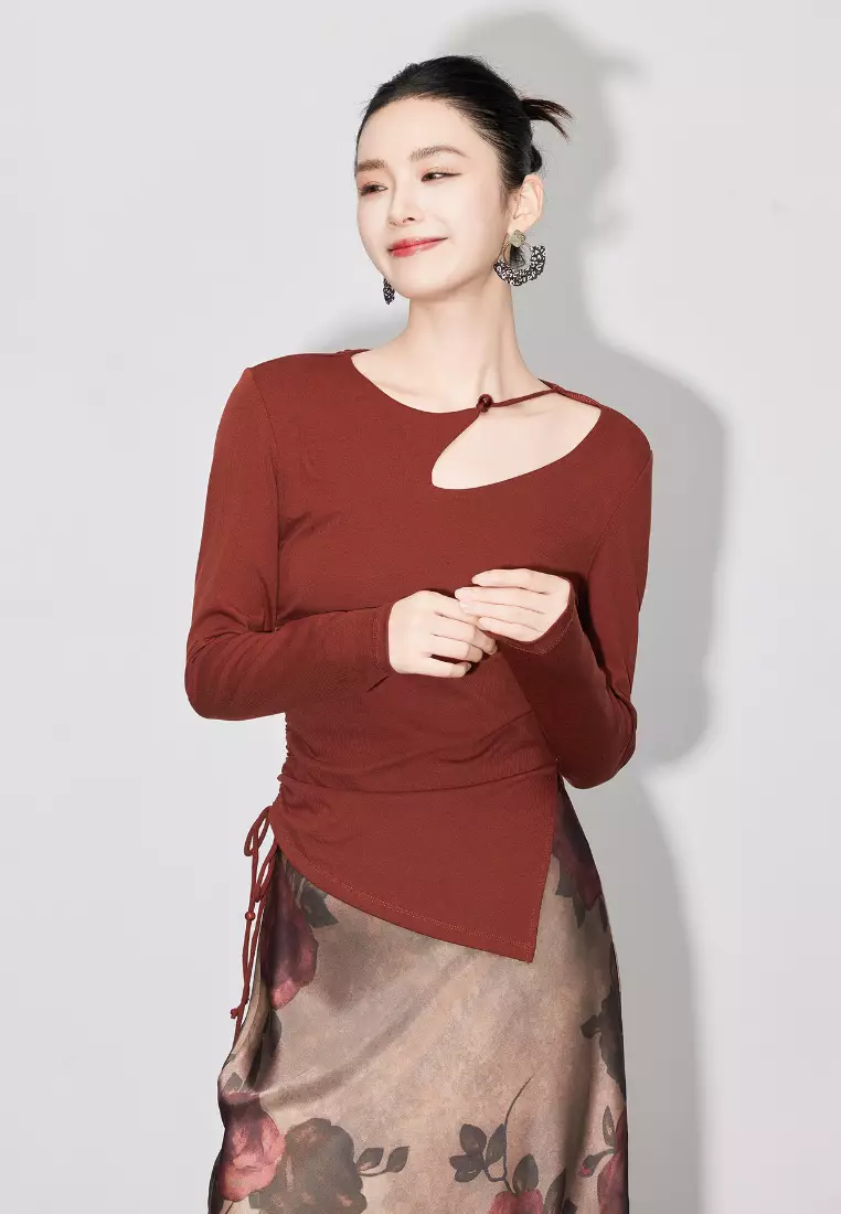 Brand new irregular retro design knitted top K100902