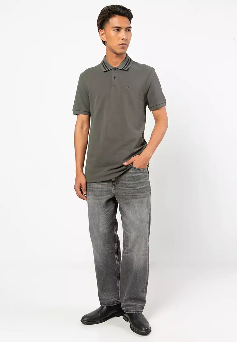Monogram Pique Tipped Polo Shirt