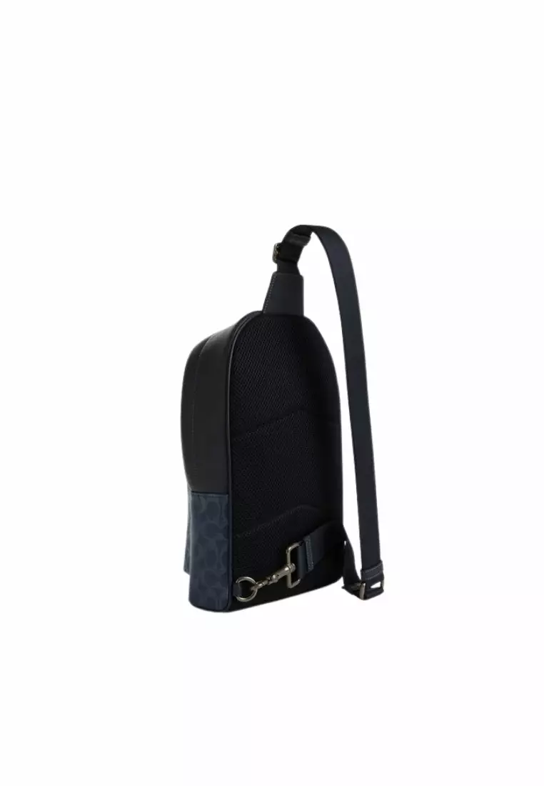 Coach West Pack Crossbody Bag Blocked Signature In Denim/Light Denim CBI92