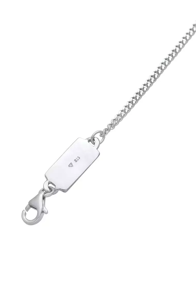 Bracelet Men Curb Chain Basic Minimal Adjustable in 925 Sterling Silver