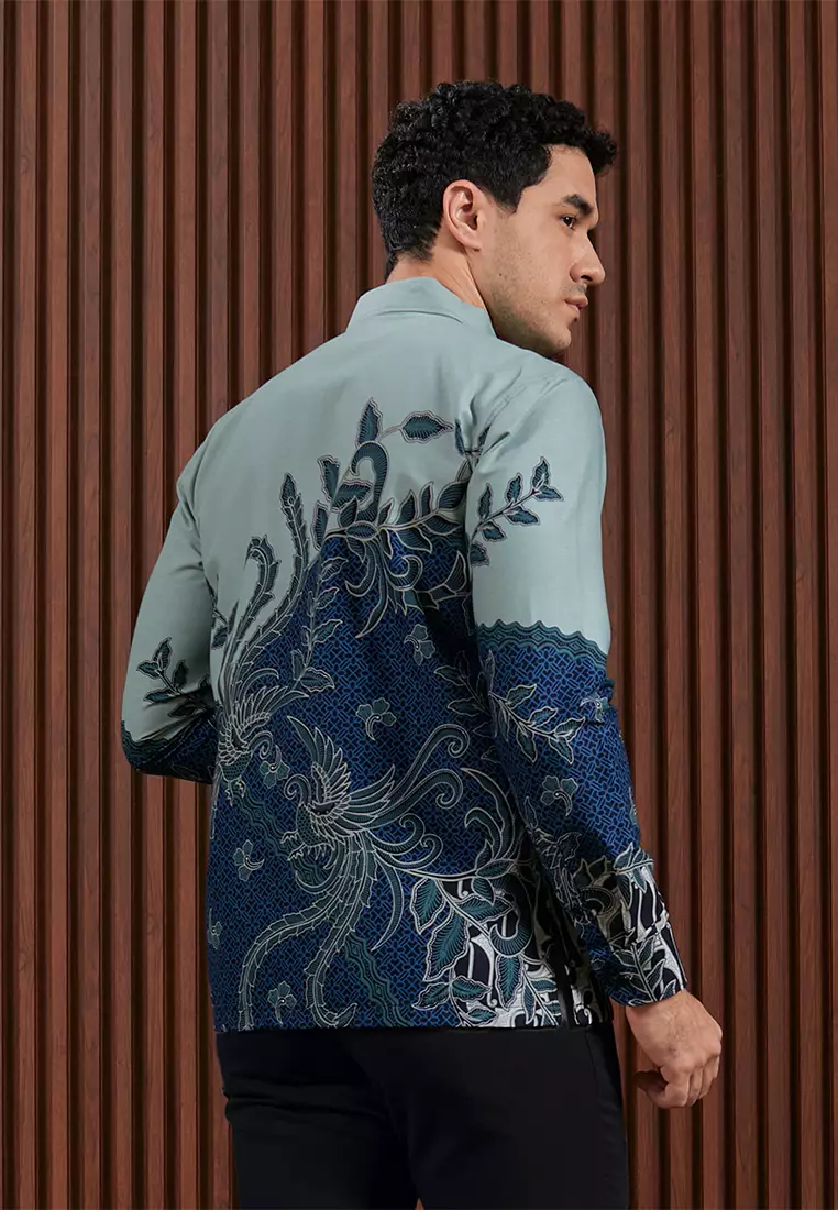 Enzy Batik Essential Kemeja Batik Pria Nayara - Hijau Mint