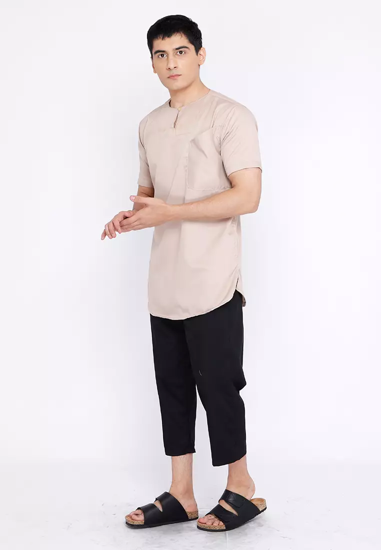 Casella Baju Koko Kurta Lengan Pendek | Casella Muslim Daily Wear 3003 Khaki