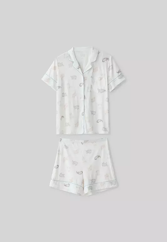 MAKENZIE C BRUSHED JERSEY PAJAMA SET FOR WOMAN GIRL HW09714