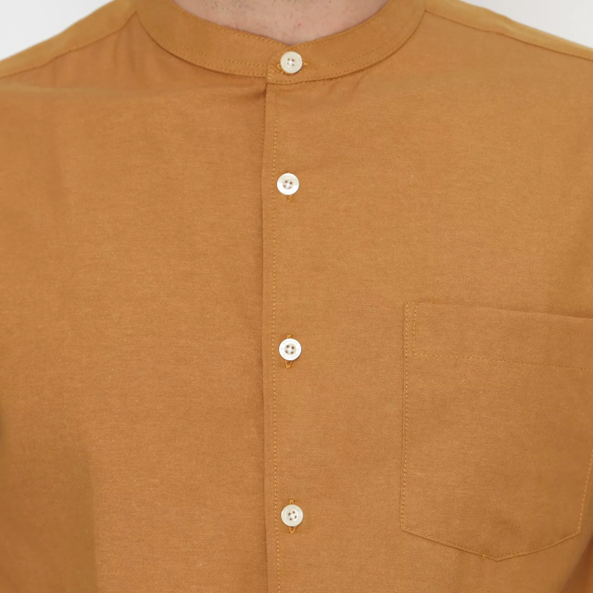 Platini Kemeja Pria Koko Shanghai Lengan Pendek Katun Oxford Kuning Kunyit 21030