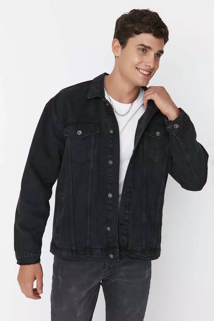 Buy Trendyol Black Men s Oversized Denim Jacket 2024 Online