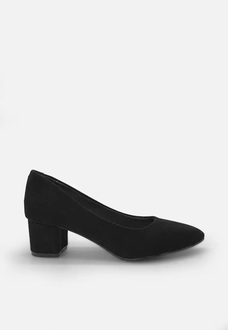 Blanche Pointed Toe Pumps Sepatu Block Heels Wanita